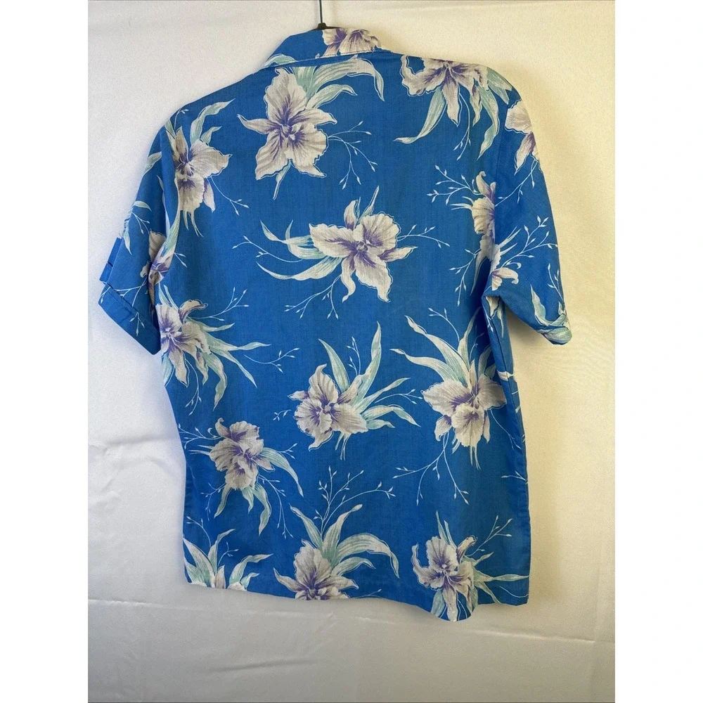 Triumph Of California Hawaiian Aloha Shirt Men's Size Medium Short Sleeve Blue